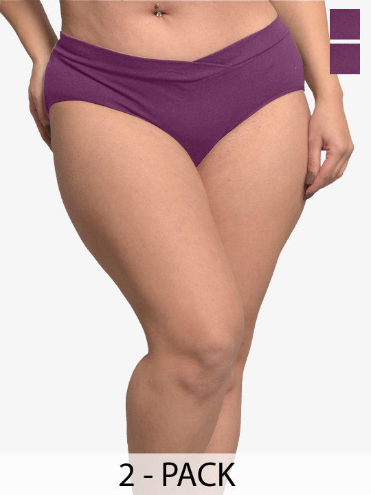 Pack Of 2 Plus Size Organic Cotton Briefs IMP102-Deep Purple_Deep Purple
