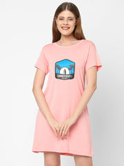 Inner Sense Peach-Coloured Printed Nightdress