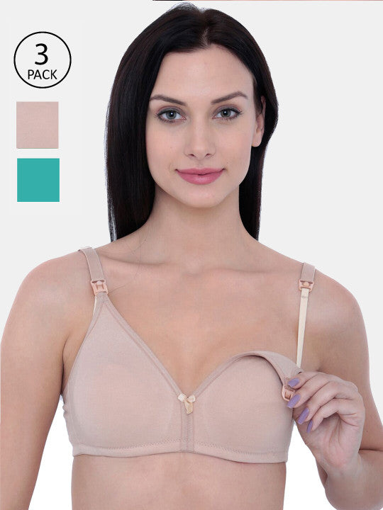 Inner Sense Pack Of 3 Solid Non-Wired Non Padded Maternity Bra