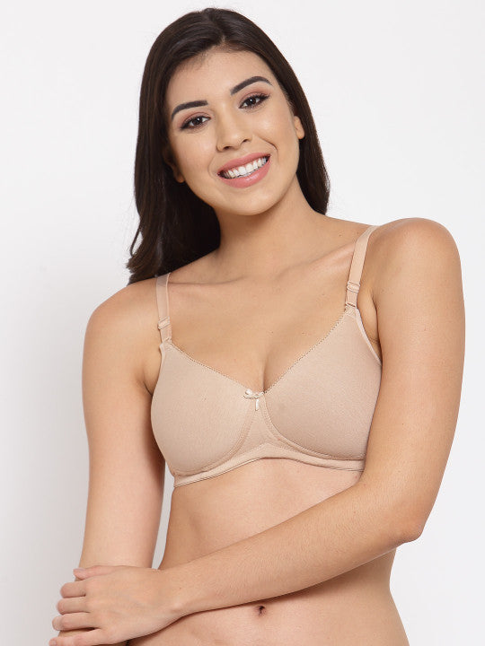 Inner Sense Pack of 3 Black & Beige T-shirt Bra - Full Coverage Lightly Padded