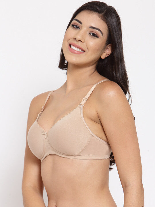 Inner Sense Pack of 3 Beige T-shirt Bra Full Coverage Lightly Padded