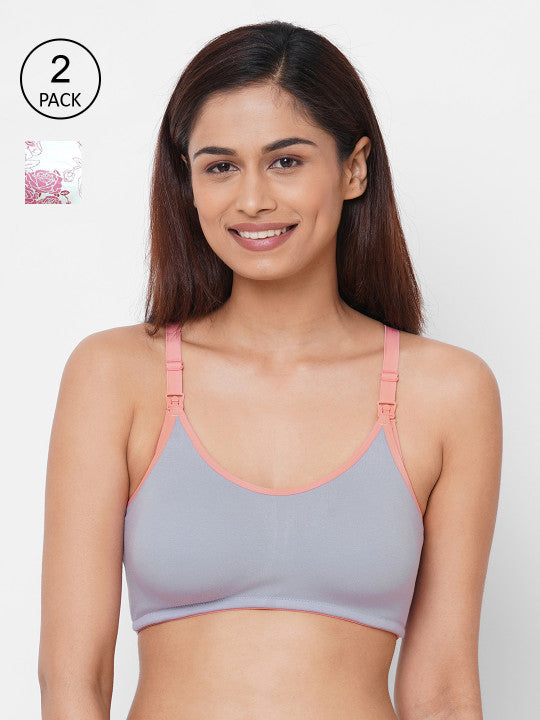 Inner Sense Pack Of 2 Multicoloured Printed Non-Wired Non Padded Maternity Sustainable Bras