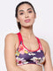 Inner Sense Purple & Red Floral Antimicrobial Workout Bra