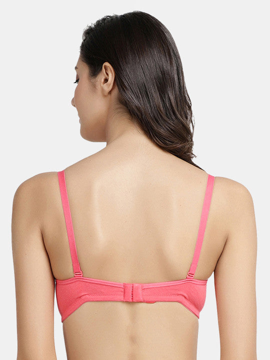 Inner Sense Pink Solid Organic Cotton Antimicrobial Wire-Free Padded Bra ISB068