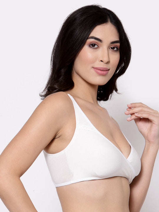 Inner Sense White Solid Non-Wired Non Padded Maternity Bra