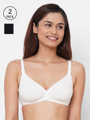 Inner Sense Pack of 2 Black & White Antimicrbial Non Padded Maternity Bras
