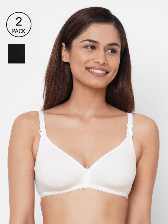 Inner Sense Pack of 2 Black & White Antimicrbial Non Padded Maternity Bras