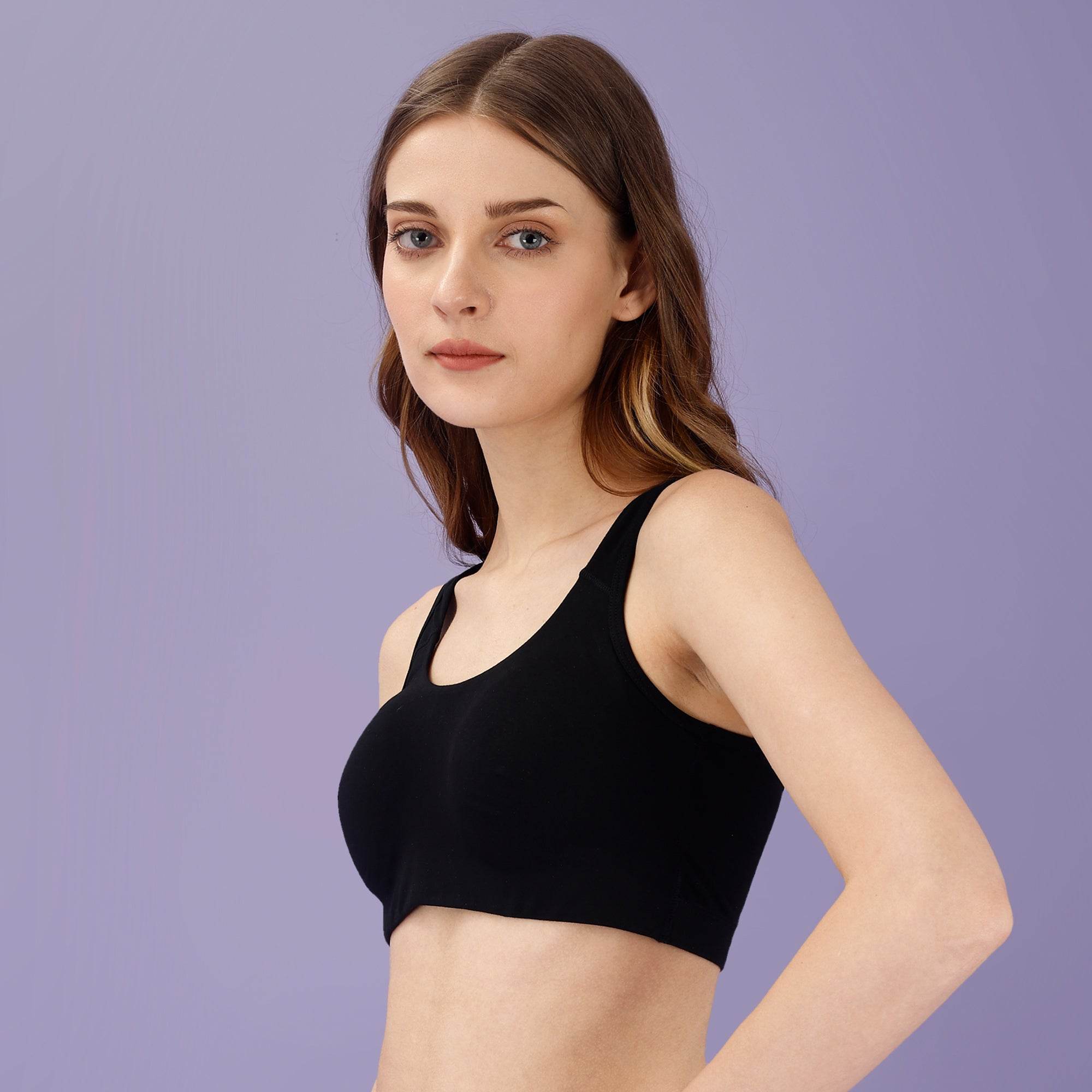 ComfortPlus Non-Wired, Non-Padded Full Coverage Sports Bra for Low Impact Activities