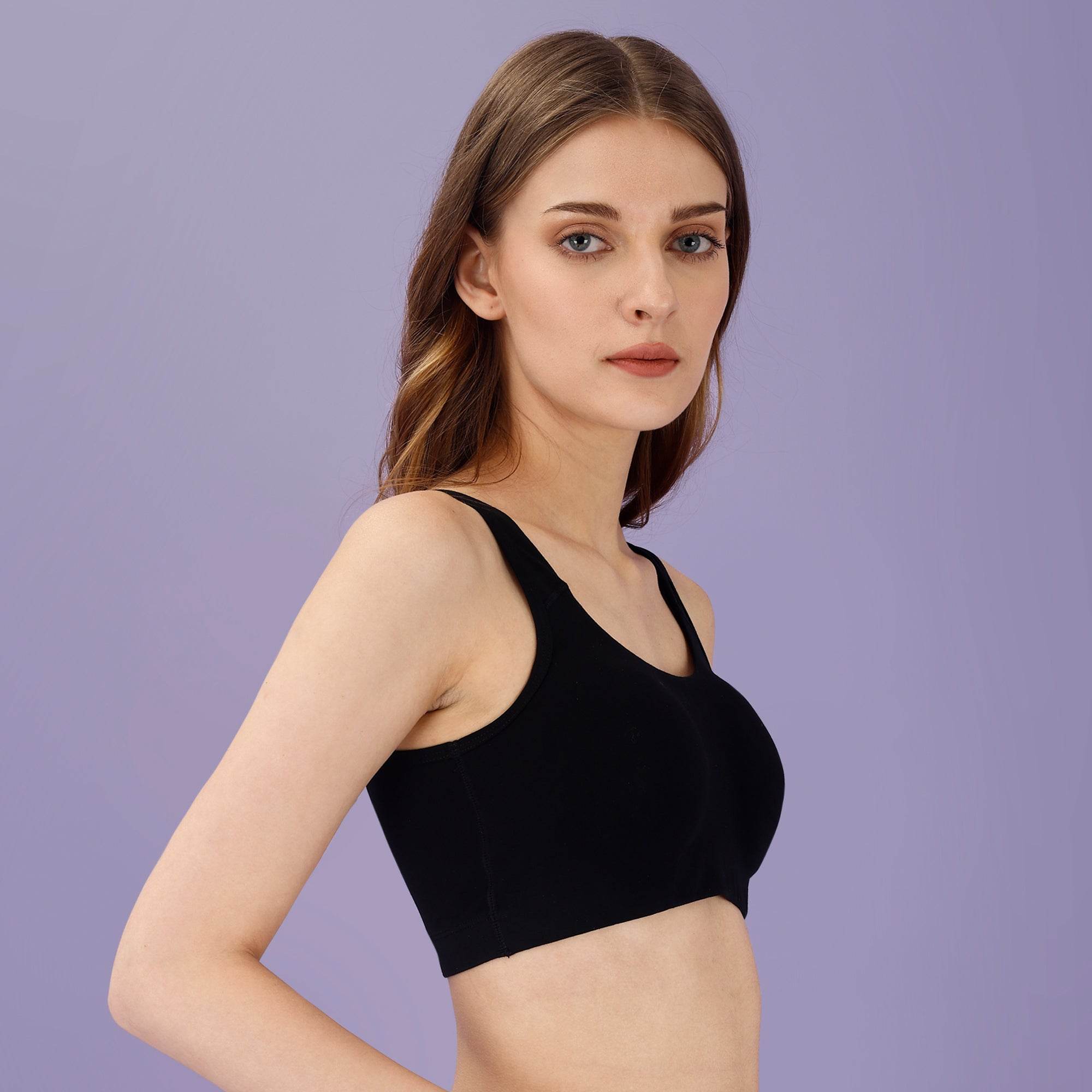 ComfortPlus Non-Wired, Non-Padded Full Coverage Sports Bra for Low Impact Activities