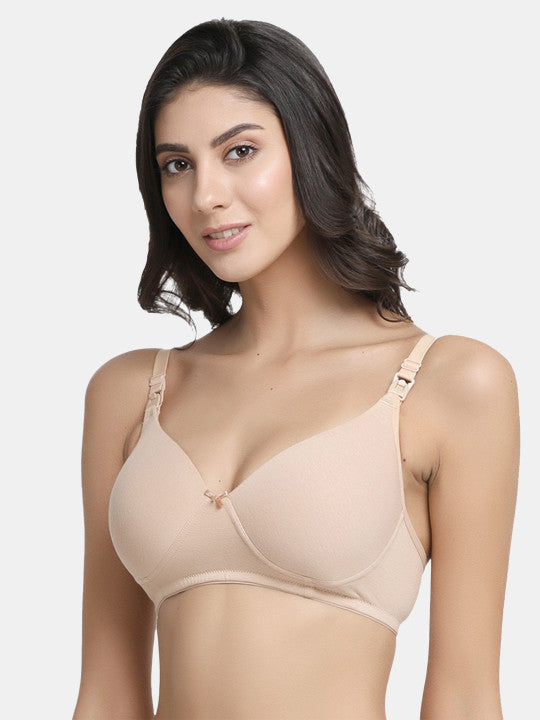 Inner Sense Beige Maternity Bra-Full Coverage Lightly Padded