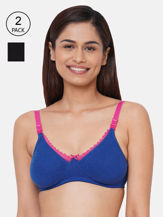 Inner Sense Pack Of 2 Organic Cotton Antimicrobial Nursing & Maternity Bras IMB003A_3C