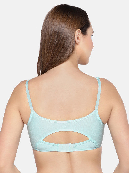 Inner Sense White & Sea Green Solid Non-Wired Non Padded Maternity Bra