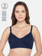 Pack Of 3 Navy Blue Antimicrobial Non-Wired Non Padded Maternity Bras