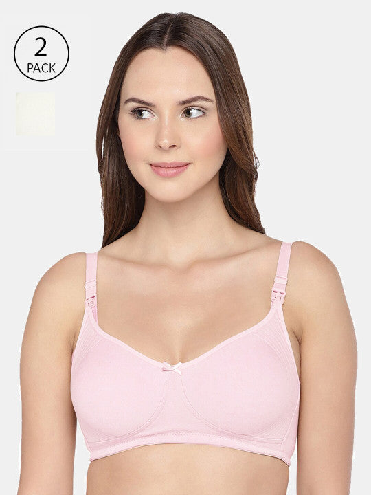 Inner Sense Pack of 2 White Organic Cotton Non-Wired Non Padded Maternity Bras