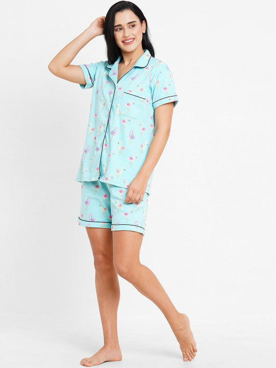 Inner Sense Conversational Printed Organic Cotton Night Suit Image 4