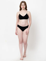 Inner Sense Non Padded Antimicrobial Bikini Lingerie Set ISBP100_IMP004-Black-