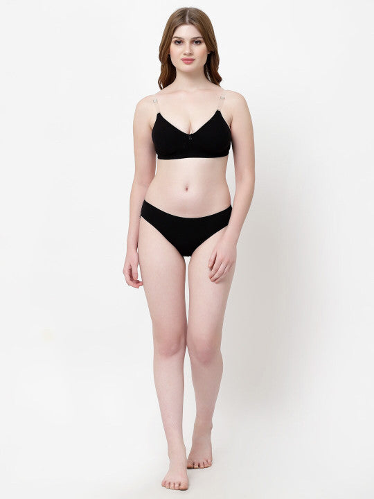 Inner Sense Non Padded Antimicrobial Bikini Lingerie Set ISBP100_IMP004-Black-