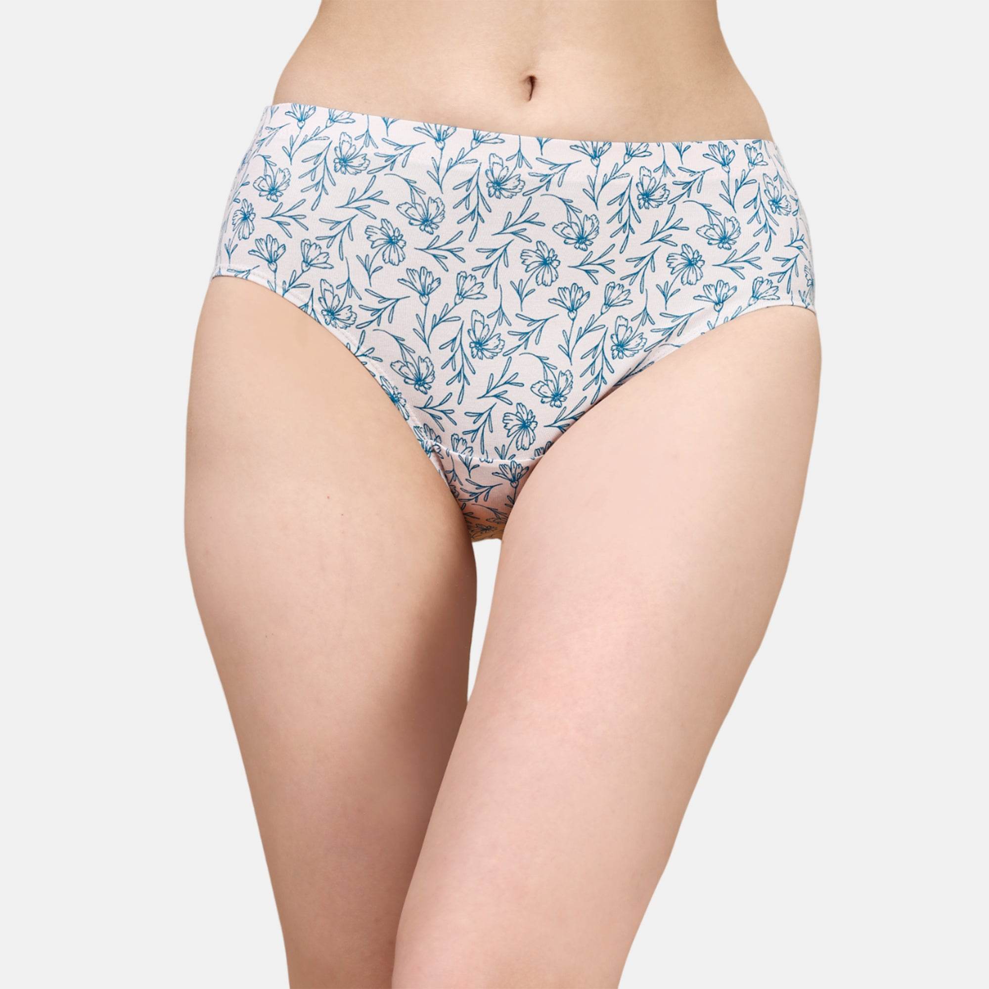 Comfortable High-Rise Full Coverage Printed Cotton Hipster Panties - Pack of 3