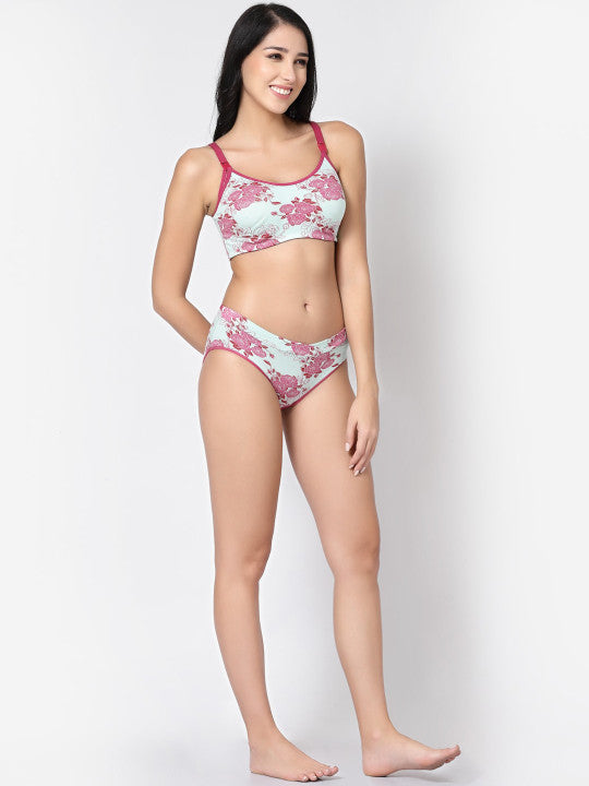 Inner Sense Maternity Floral Printed Seamless Antimicrobial Lingerie Set - Image 2