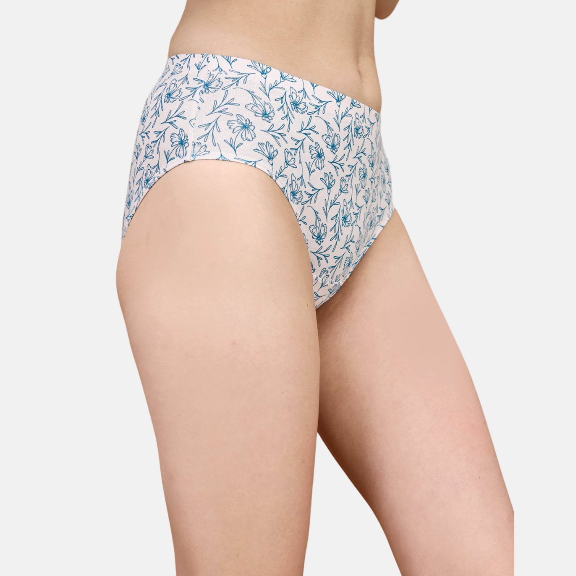 Comfortable High-Rise Full Coverage Printed Cotton Hipster Panties - Pack of 3
