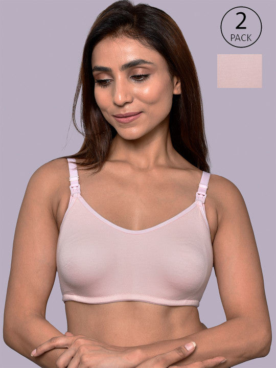 Inner Sense Organic Cotton Antimicrobial Women Feeding Bra ( Pack of 2)