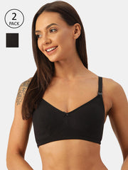 Inner Sense Pack Of 2 Black Organic Cotton Antimicrobial Bra - Image 1
