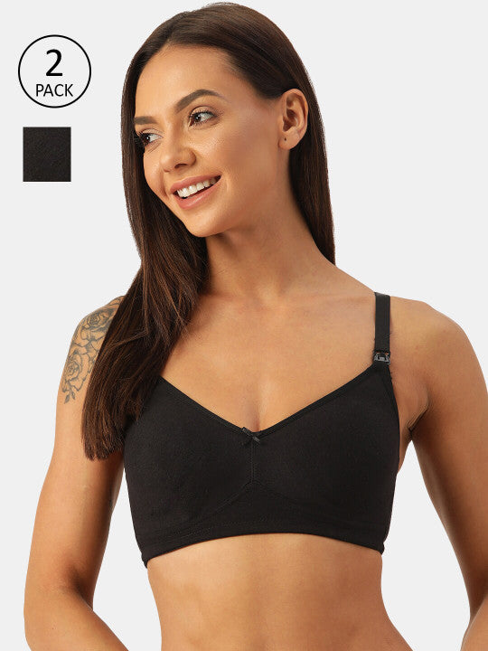 Inner Sense Pack Of 2 Black Organic Cotton Antimicrobial Bra - Image 1