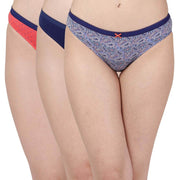 3-Pack Mid Rise Cotton Stretch Brief Panties - Solid & Printed Designs for Everyday Comfort
