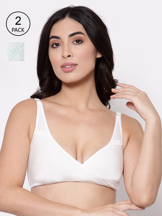 Inner Sense Pack of 3 Blue Printed Non-Wired Non Padded Maternity Bras