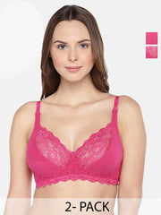 Inner Sense Pack Of 2 Floral Lace Full Coverage Underwired Anti Microbial Bra
