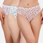 Comfortable & Stylish High-Rise Printed Cotton Hipster Panties (Pack of 3) - Full Coverage & Soft Waistband