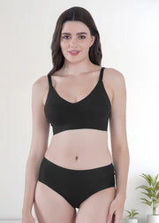 Tweens Lightly Padded Invisi-Fit Bra and Panty Set (Black)(TW-SB-968)