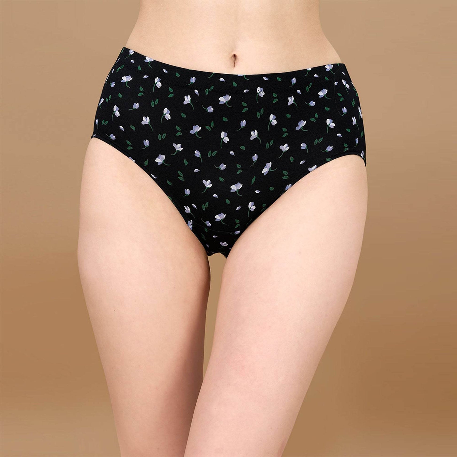 Chic & Comfortable High Waist Full Coverage Printed Cotton Briefs - 3 Pack