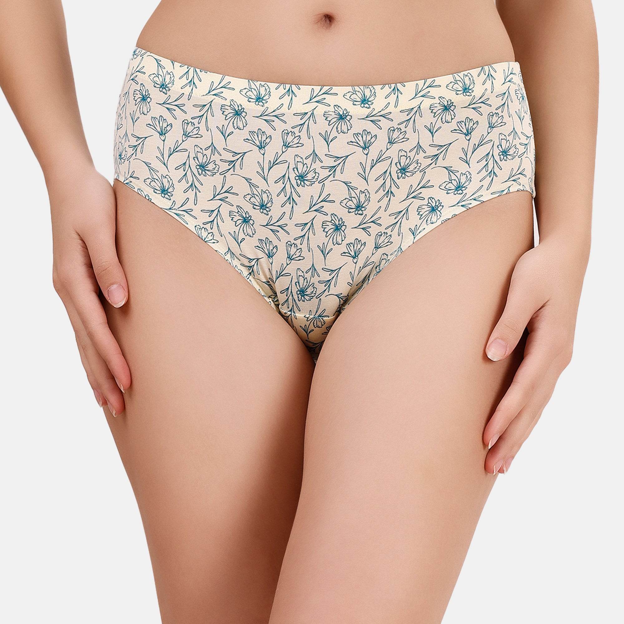 Comfortable High-Rise Full Coverage Printed Cotton Hipster Panties - Pack of 3
