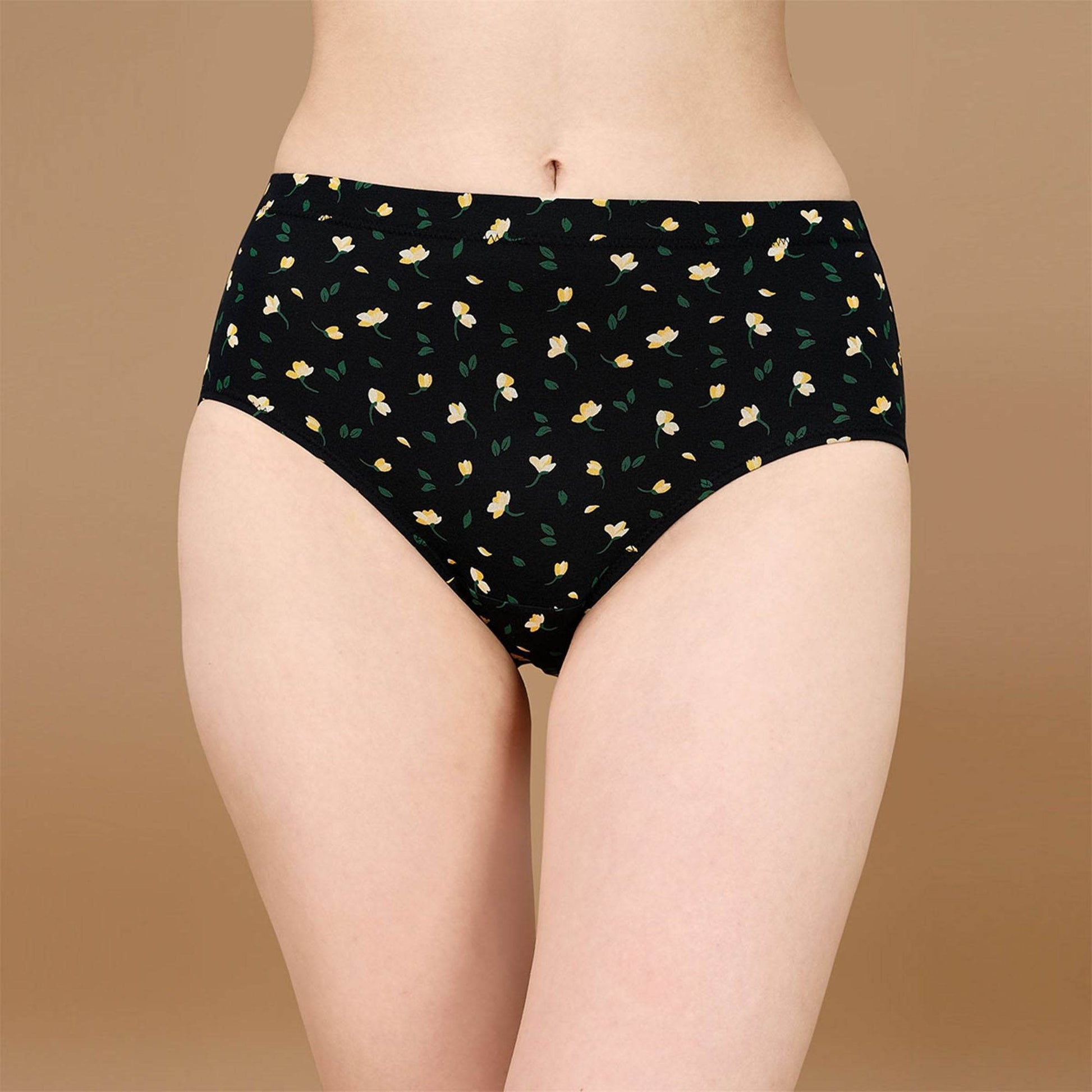 Chic & Comfortable High Waist Full Coverage Printed Cotton Briefs - 3 Pack
