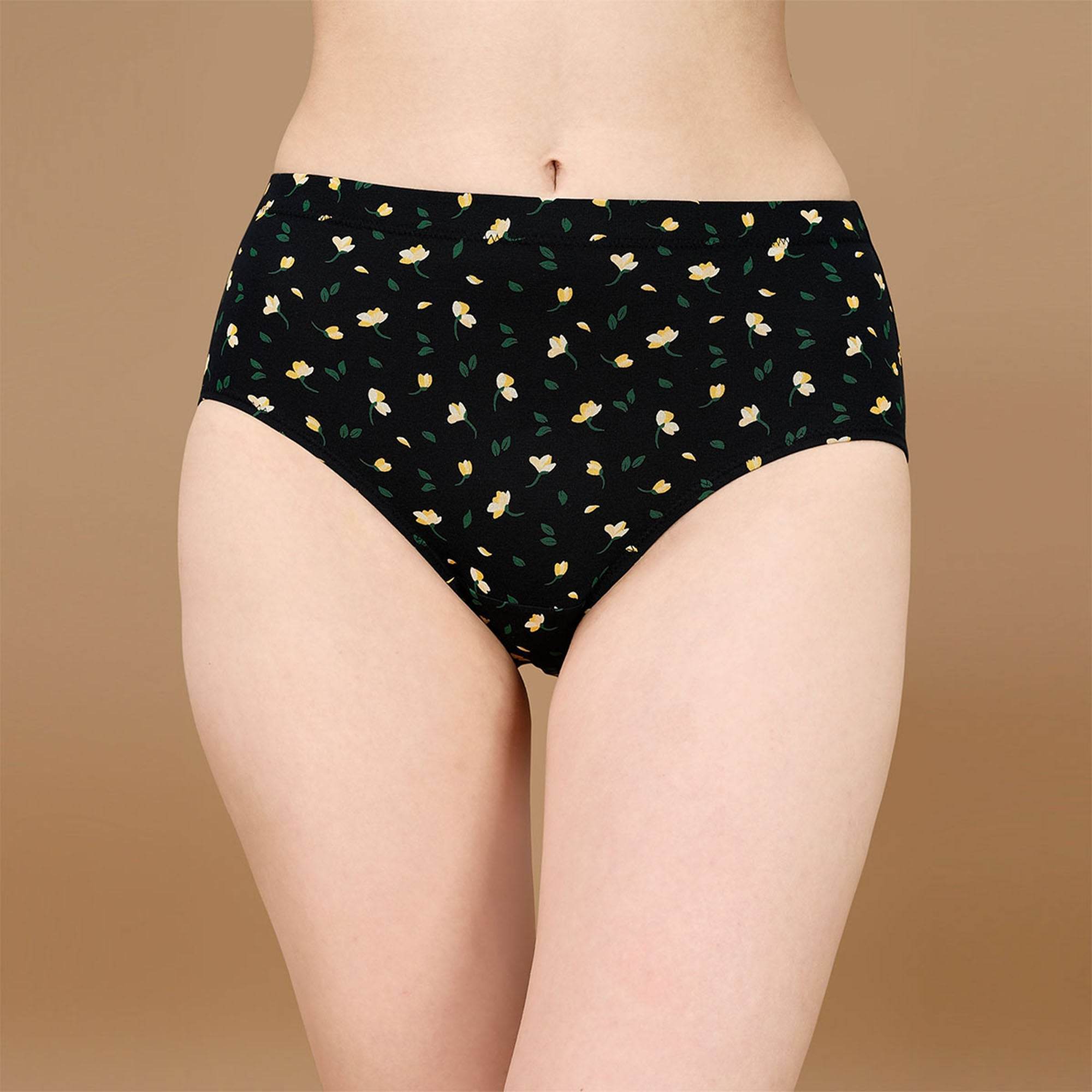 Chic & Comfortable High Waist Full Coverage Printed Cotton Briefs - 3 Pack