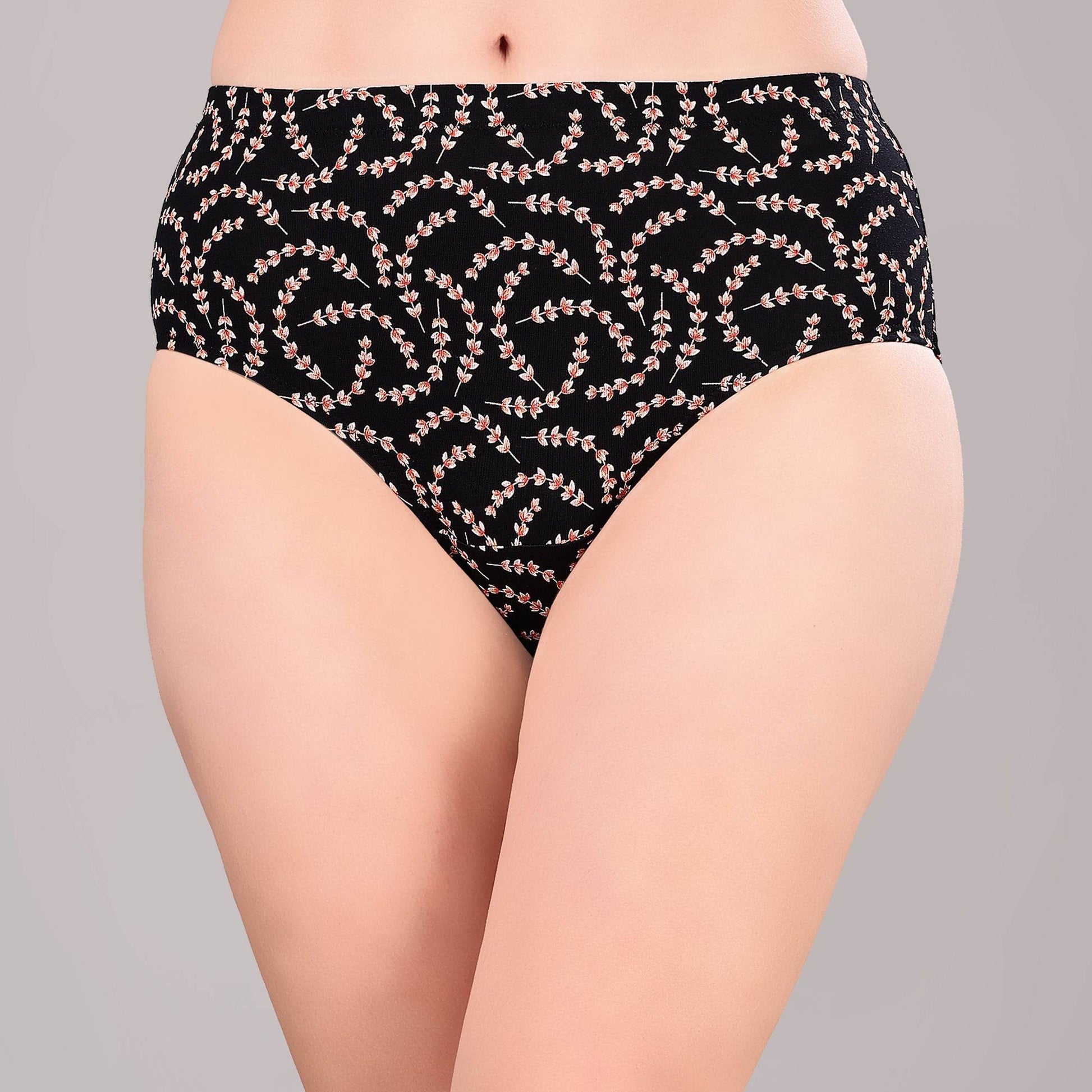 Luxurious High Waist Full Coverage Printed Stretch Cotton Briefs - 3 Pack