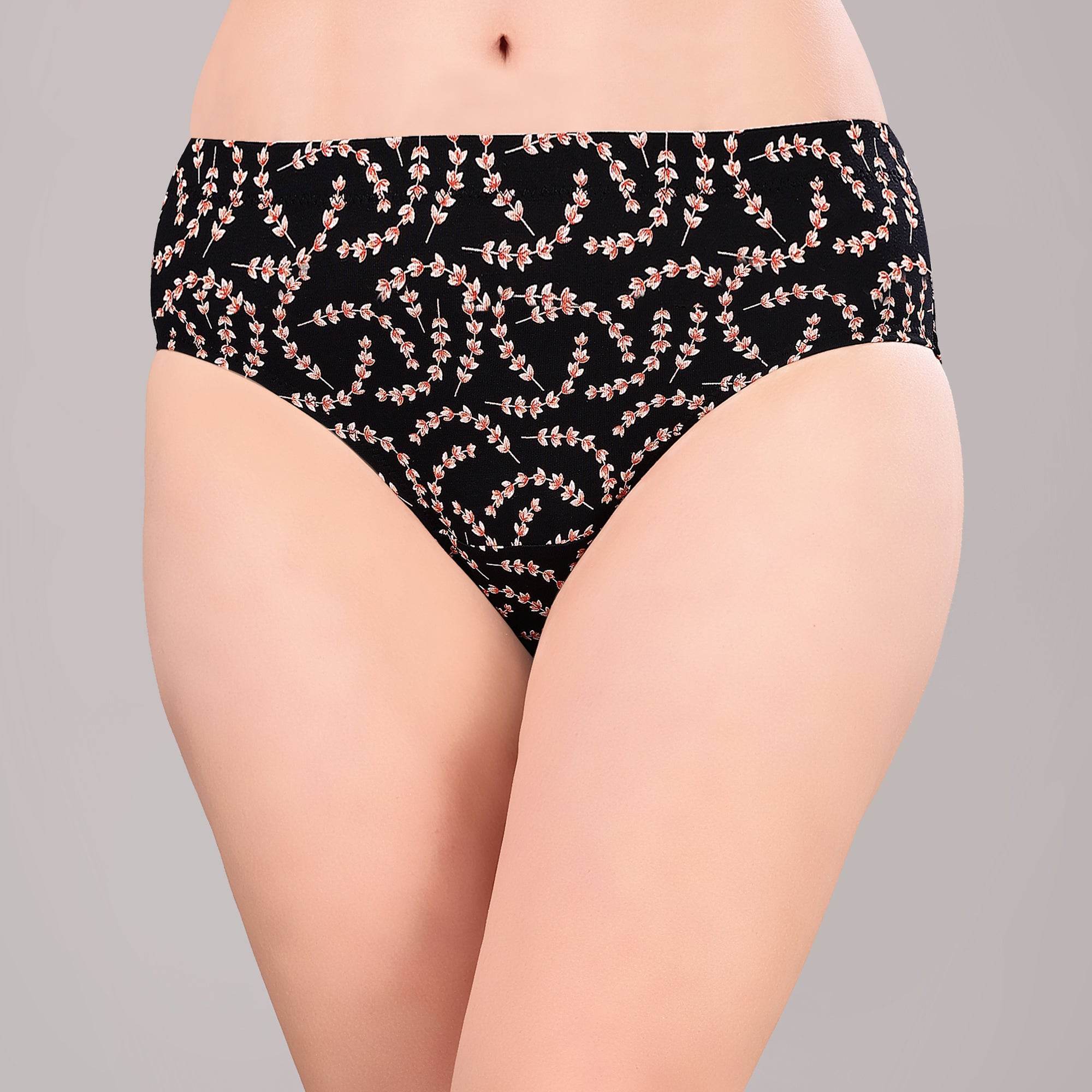 Luxurious High Rise Full Coverage Printed Cotton Spandex Hipster Panty (Pack of 3)