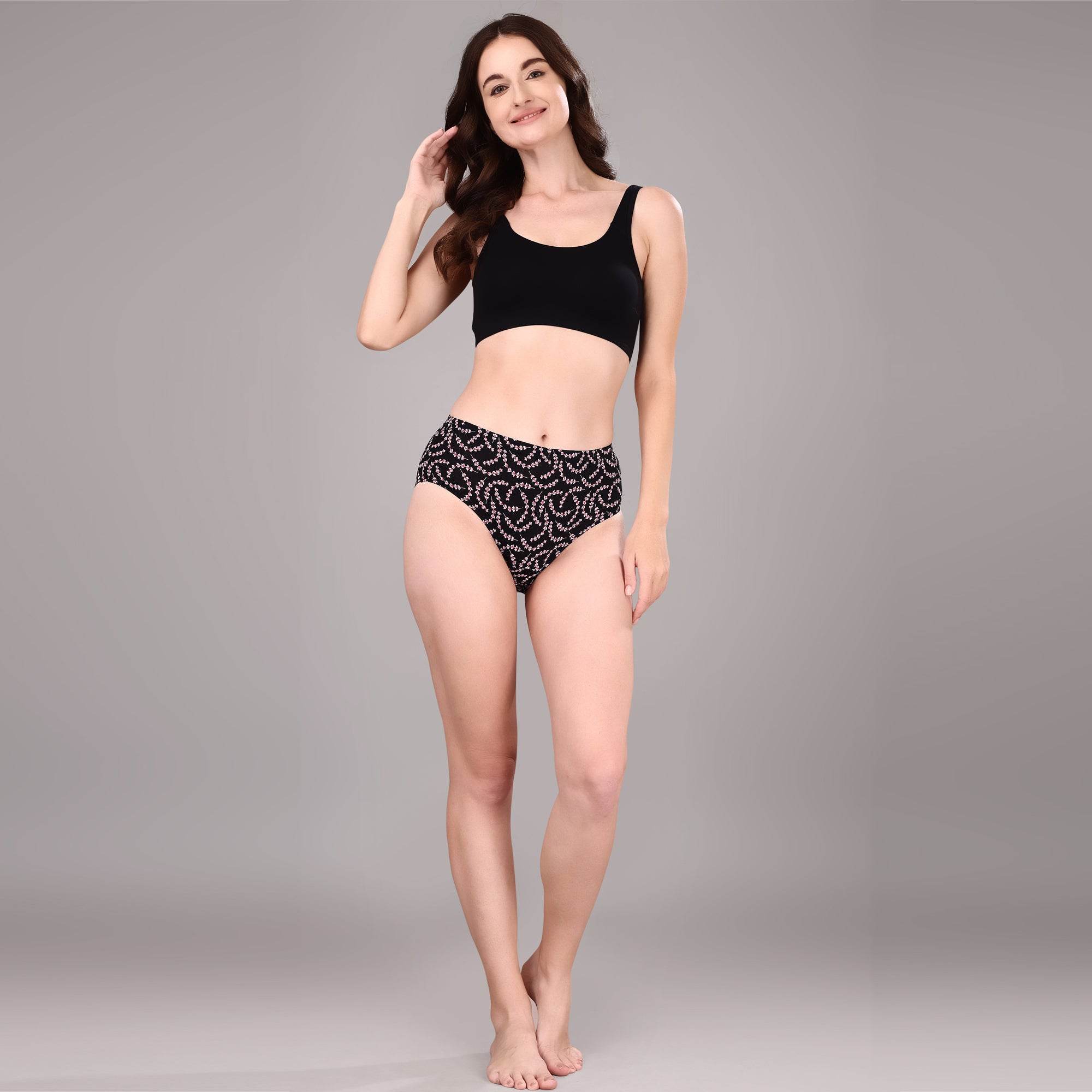 Luxurious High Waist Full Coverage Printed Stretch Cotton Briefs - 3 Pack