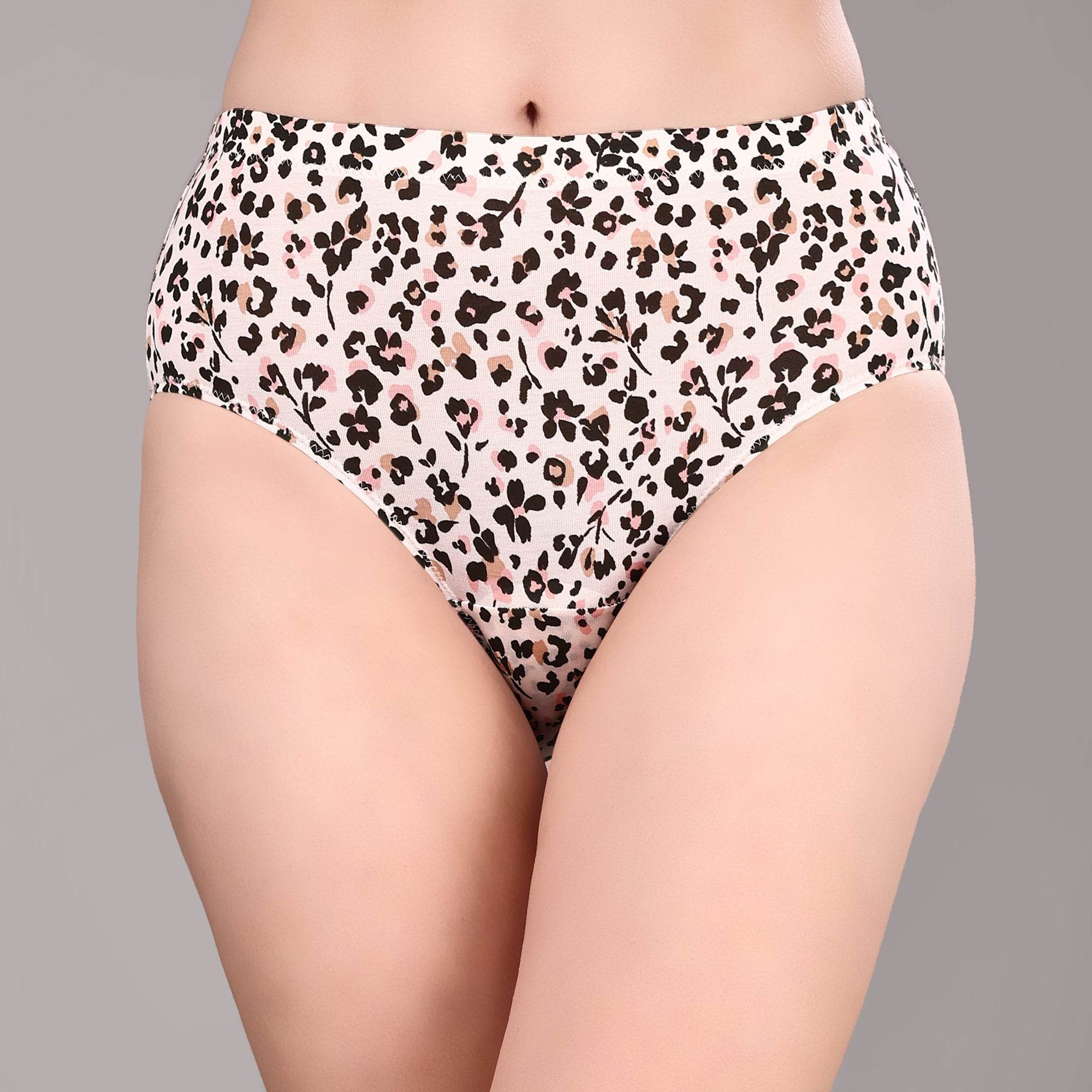 Luxurious High Waist Full Coverage Printed Stretch Cotton Briefs - 3 Pack