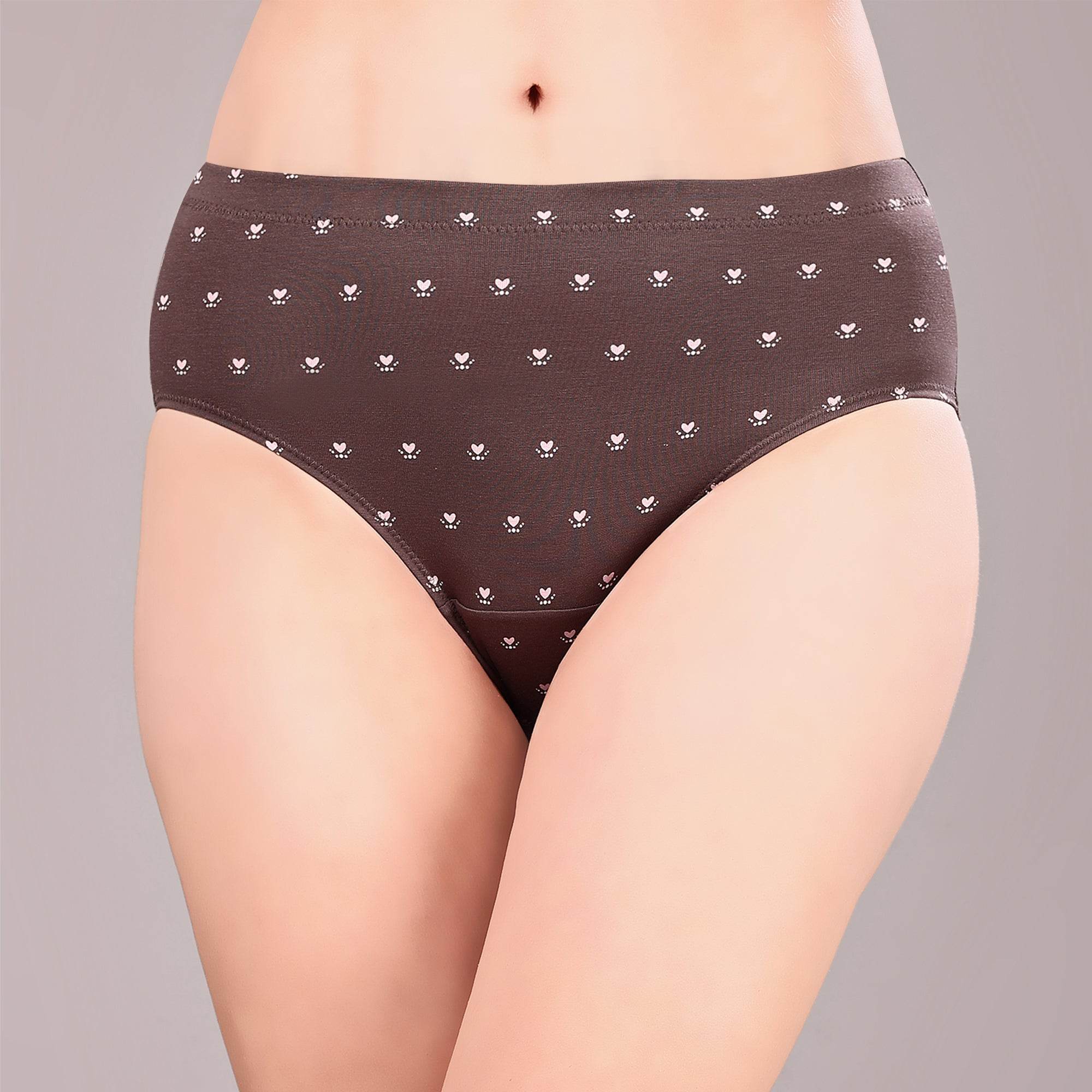 Luxurious High Rise Full Coverage Printed Cotton Spandex Hipster Panty (Pack of 3)