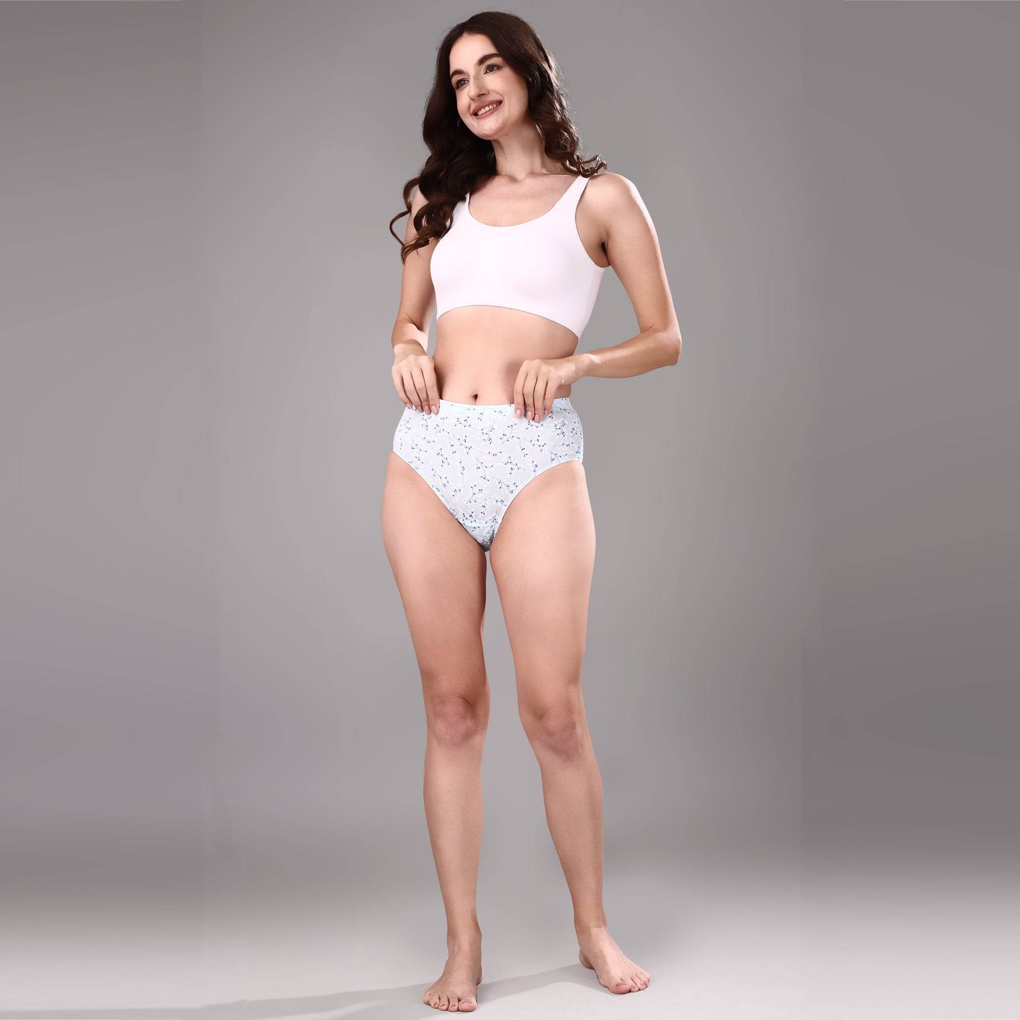 Luxurious High Waist Full Coverage Printed Stretch Cotton Briefs - 3 Pack