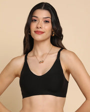 Tweens Lightly-Padded Cotton Spandex Invisi-Fit Bra (BLACK)