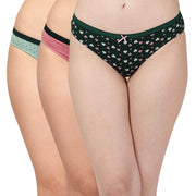 3-Pack Mid Rise Cotton Stretch Brief Panties - Solid & Printed Designs for Everyday Comfort