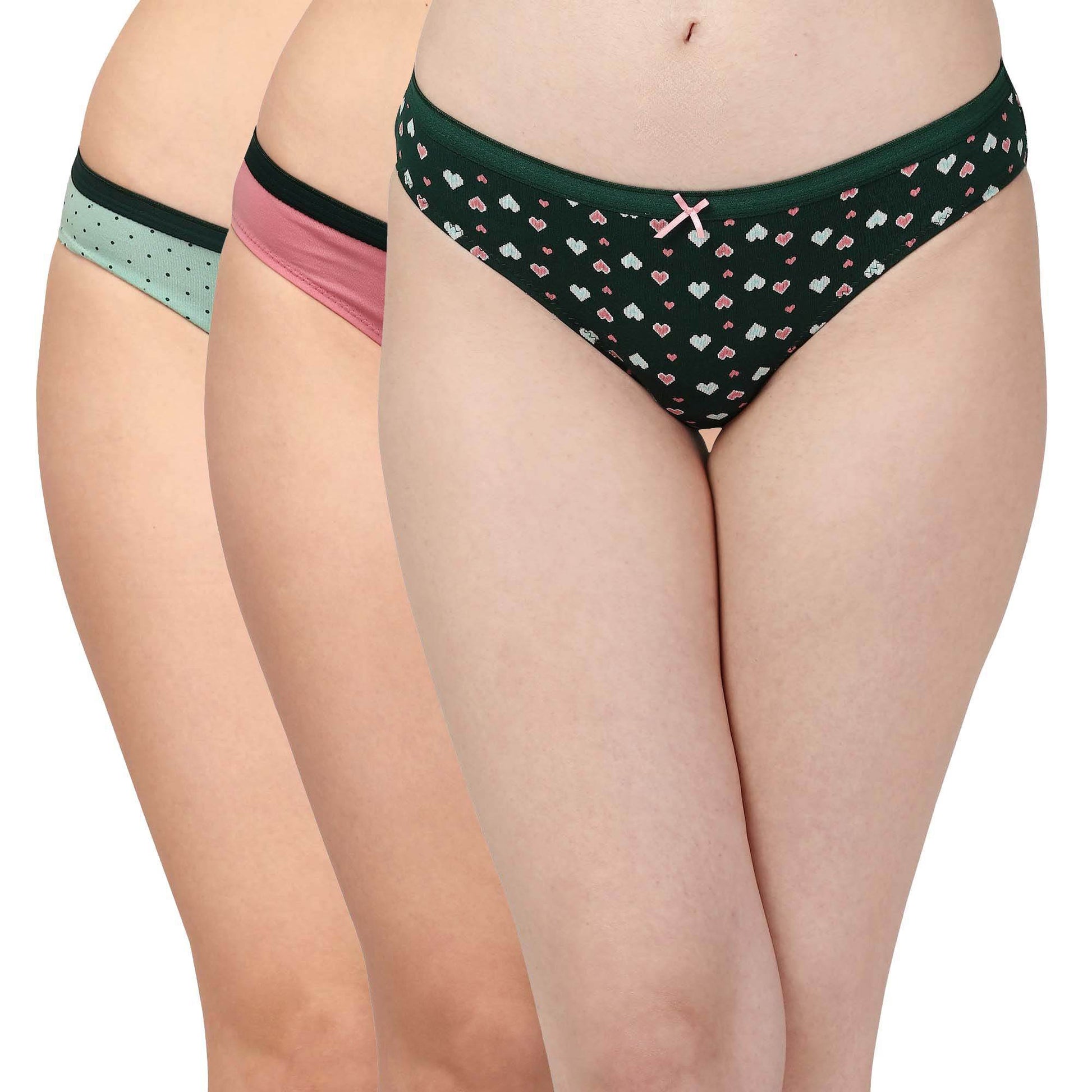3-Pack Mid Rise Cotton Stretch Brief Panties - Solid & Printed Designs for Everyday Comfort
