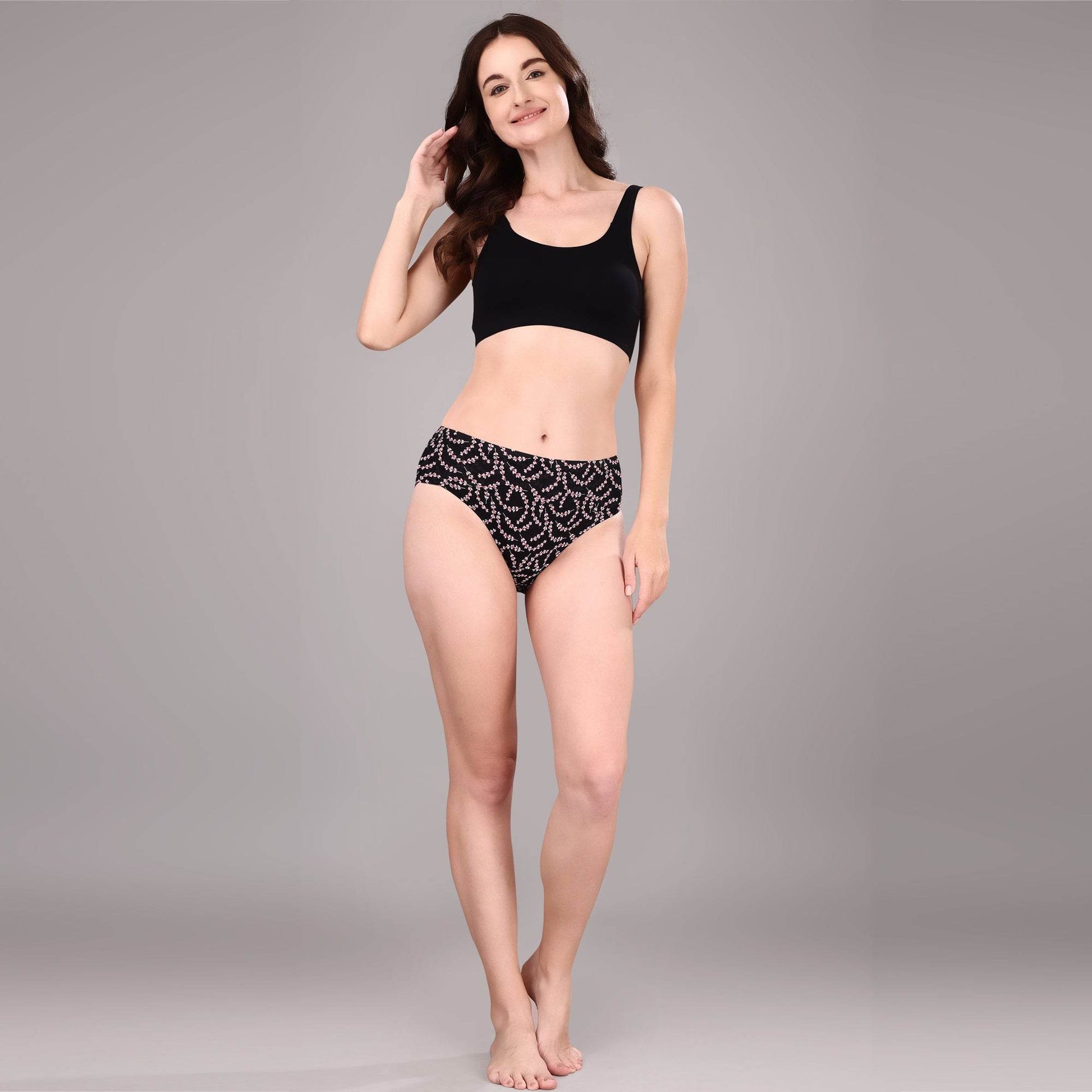 Luxurious High Rise Full Coverage Printed Cotton Spandex Hipster Panty (Pack of 3)