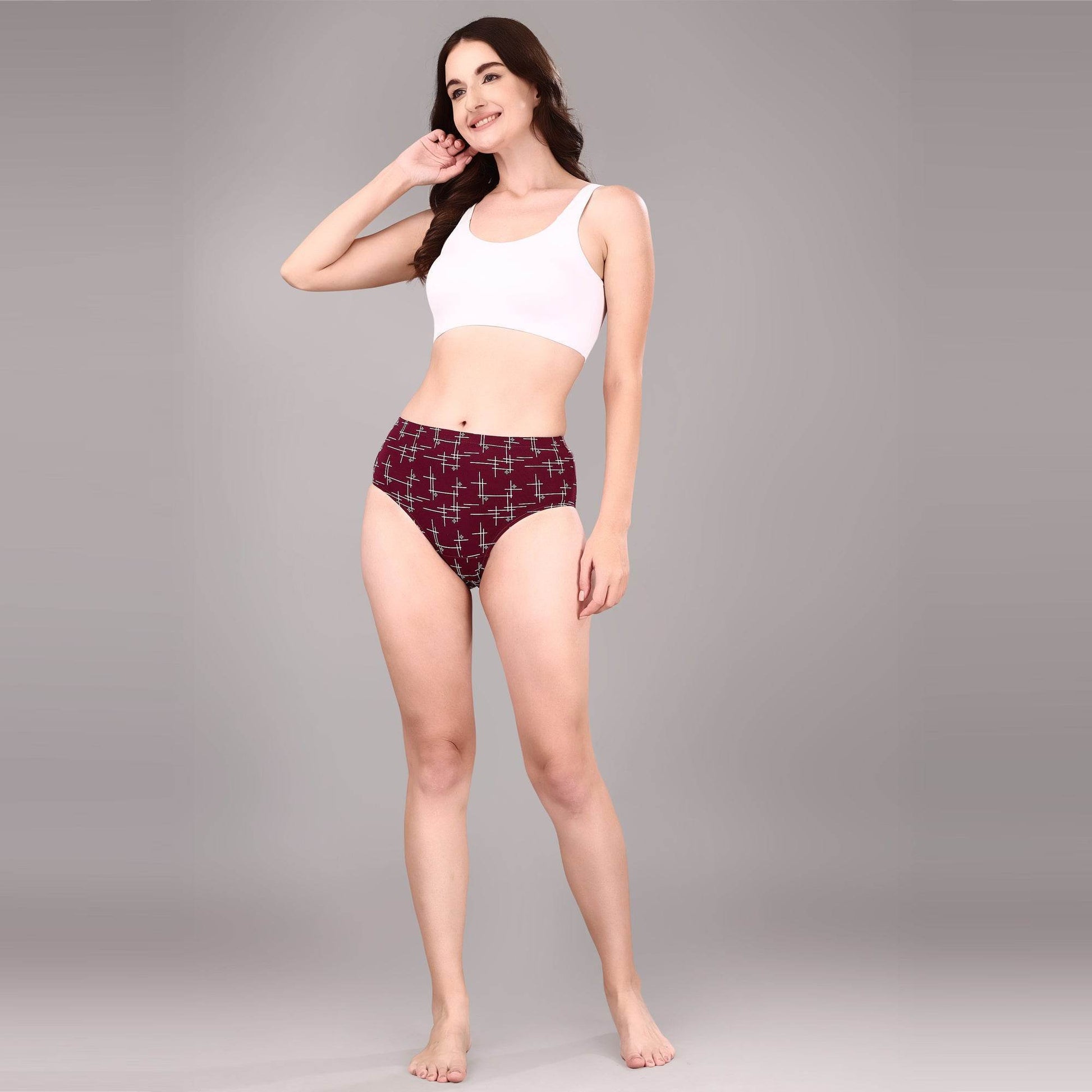 Premium Women's High Waist Full Coverage Cotton Briefs - Assorted Pack of 3 with Attractive Prints