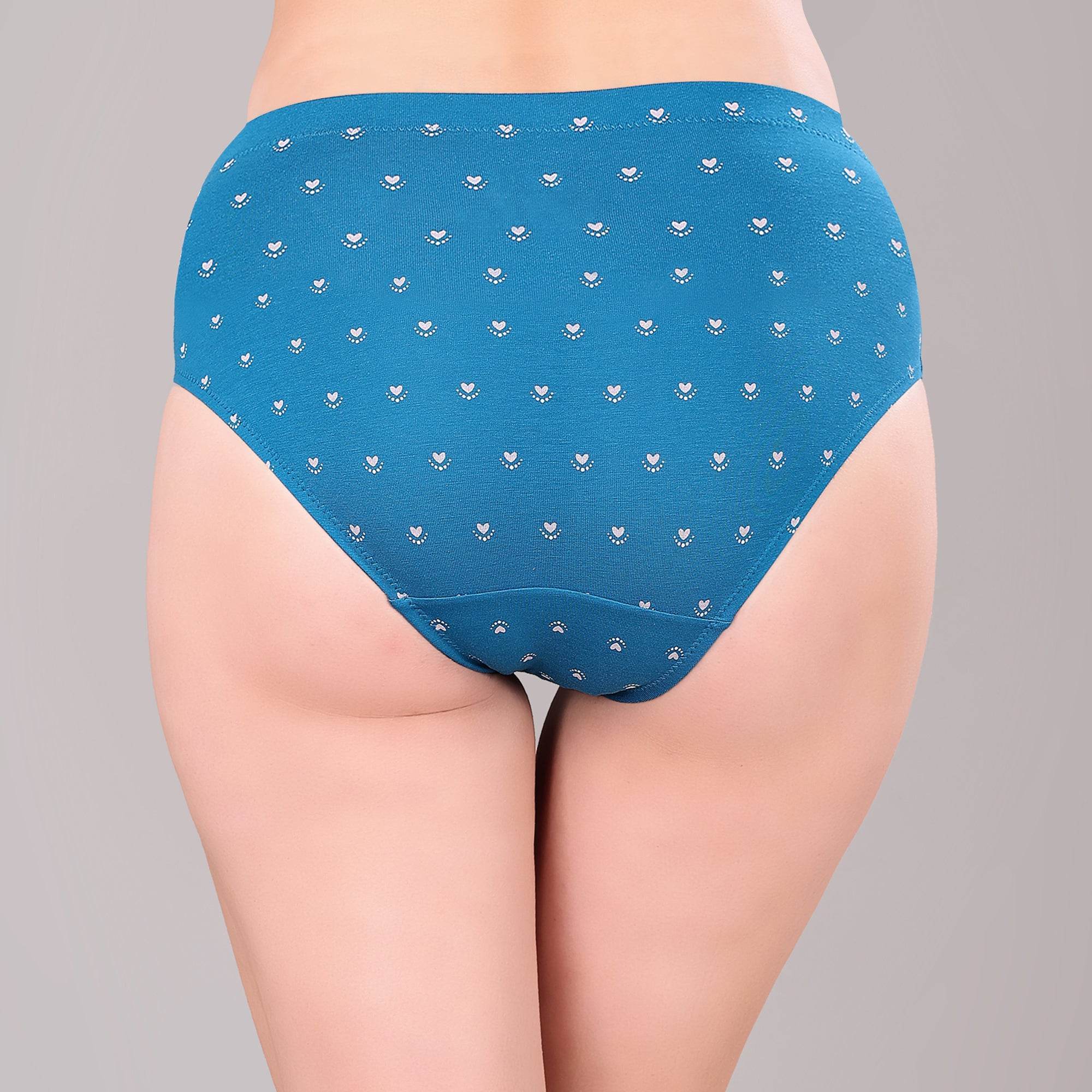 Luxurious High Rise Full Coverage Printed Cotton Spandex Hipster Panty (Pack of 3)