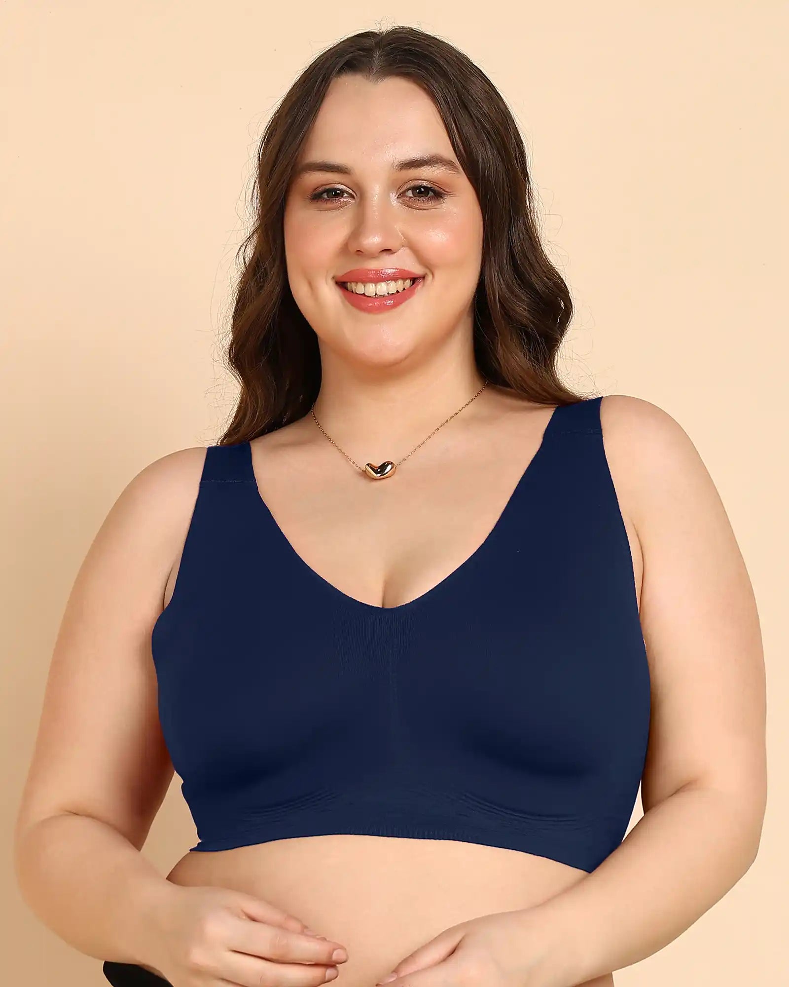 ComfortFit Tweens Non-Padded Cotton Spandex Invisi-Fit Bra (NAVY) - Seamless, Breathable, Invisible Feel