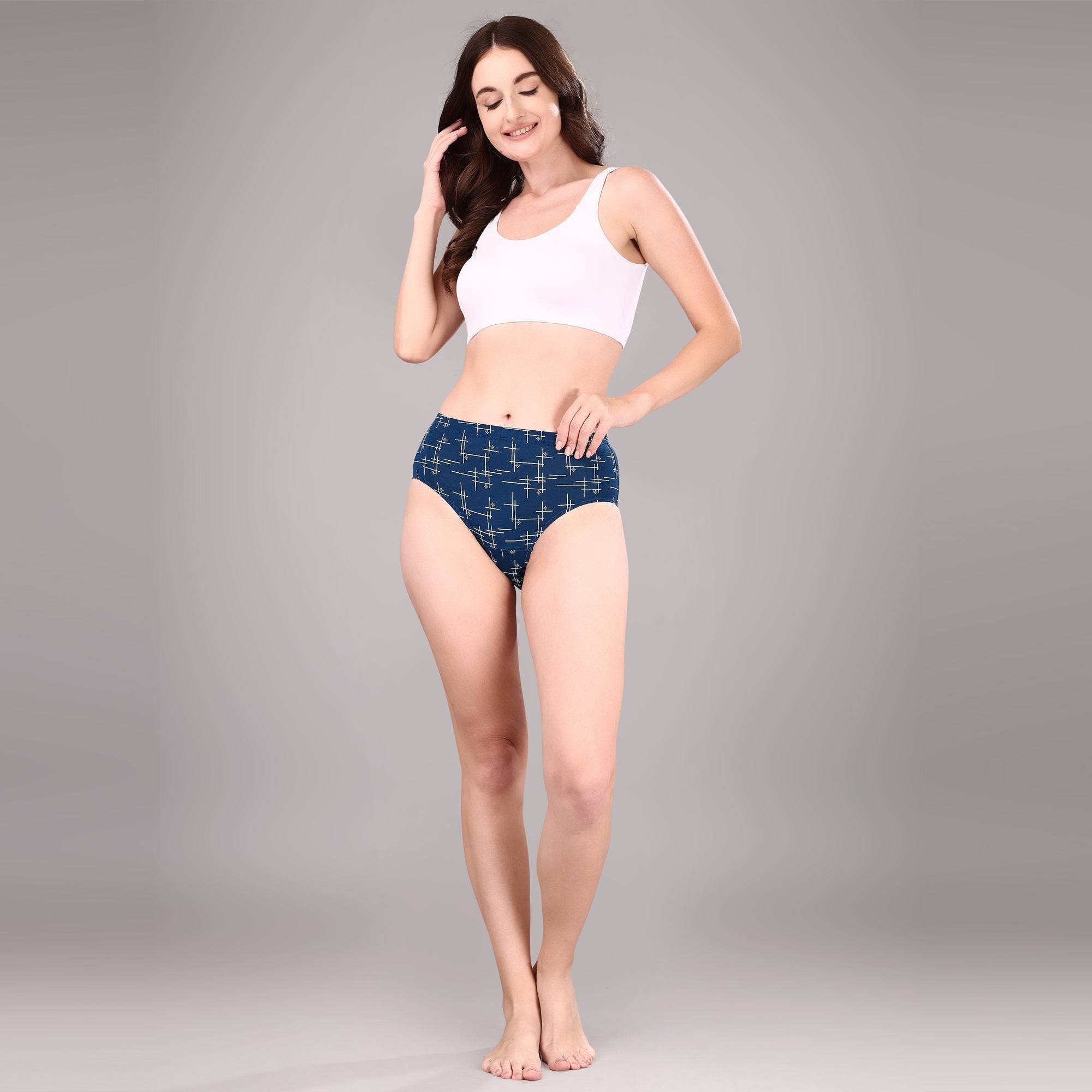 Luxurious High Waist Full Coverage Printed Stretch Cotton Briefs - 3 Pack